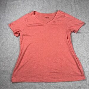 Relativity Womens Coral Heather V-Neck Short Sleeve T-Shirt Size 1X